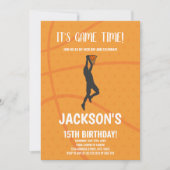 Bewerkbare Boys Sports Party Kaart met Dark Court (Voorkant)