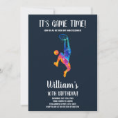 Bewerkbare Boys Sports Party Kaart met Rainbow Bal (Voorkant)