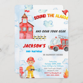 Bewerkbare brandweerwagen uitnodigingen