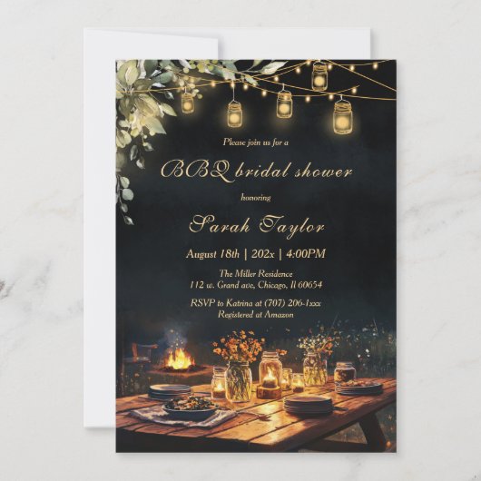 Bewerkbare Bruids Douche Uitnodigingen met BBQ (Voorkant)