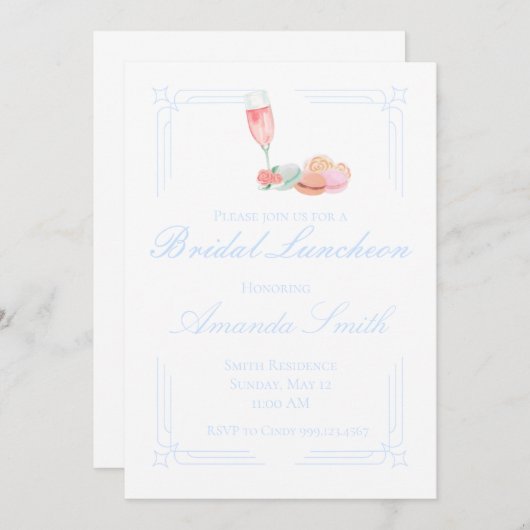 Bewerkbare bruids lunch/douche uitnodiging (Voorkant / Achterkant)