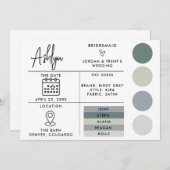 Bewerkbare bruidsmeisjes Info Kaart voor bruiloft (Voorkant / Achterkant)