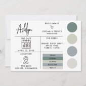 Bewerkbare bruidsmeisjes infokaart voor de bruilof kaart (Voorkant)