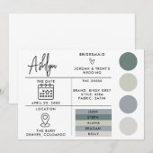 Bewerkbare bruidsmeisjes infokaart voor de bruilof kaart (Voorkant / Achterkant)