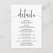 Bewerkbare bruiloft details, zwart modern letterty informatiekaartje (Voorkant)