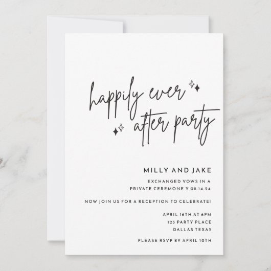 Bewerkbare bruiloft receptie party uitnodiging, Ha Kaart (Voorkant)