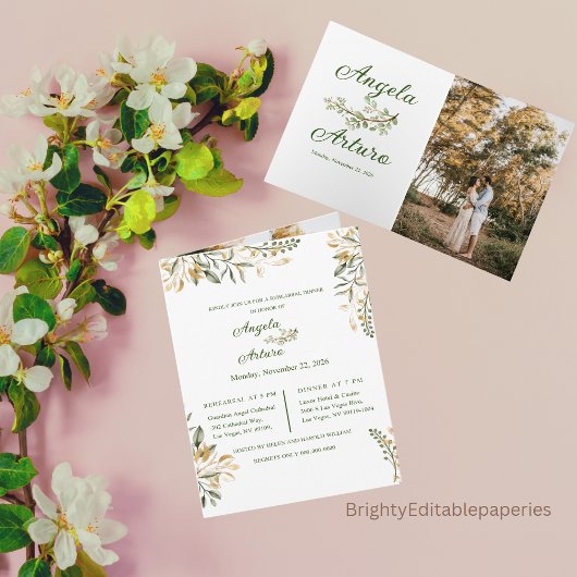 Bewerkbare bruiloft repetitie diner