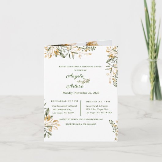 Bewerkbare bruiloft repetitie diner (Voorkant)