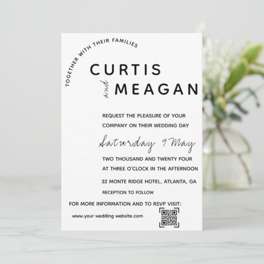 Bewerkbare bruiloft uitnodiging met fotocollage (Staand voorkant)