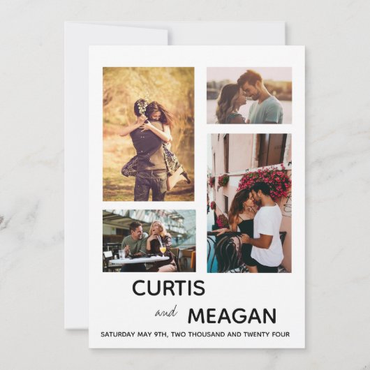 Bewerkbare bruiloft uitnodiging met fotocollage (Achterkant)
