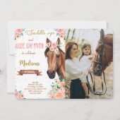 Bewerkbare bruine paard foto uitnodiging (Voorkant)