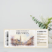 Bewerkbare Brussels Belgium Vliegtuiginstapkaart Kaart (Staand voorkant)
