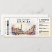 Bewerkbare Brussels Belgium Vliegtuiginstapkaart Kaart (Voorkant / Achterkant)