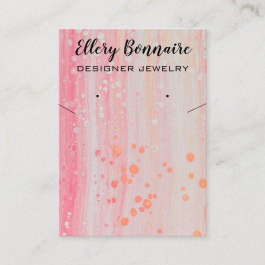 Bewerkbare Bubbels op Roze Sieraden Houder Kaarten Visitekaartje (Voorkant)