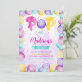 Bewerkbare Bubbles Verjaardagsuitnodiging Kaart (Staand voorkant)