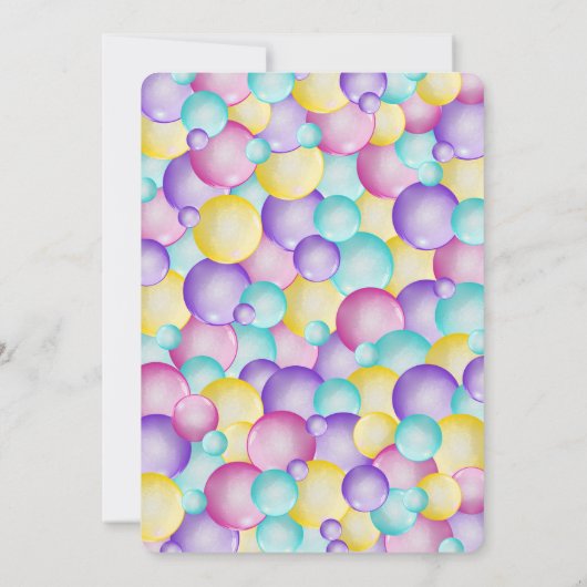 Bewerkbare Bubbles Verjaardagsuitnodiging Kaart (Achterkant)