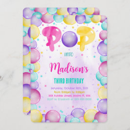 Bewerkbare Bubbles Verjaardagsuitnodiging Kaart