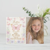 Bewerkbare Butterfly verjaardagsfeestje uitnodigin Kaart (Staand voorkant)
