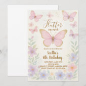 Bewerkbare Butterfly verjaardagsfeestje uitnodigin Kaart (Voorkant / Achterkant)