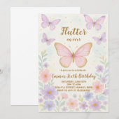 Bewerkbare Butterfly verjaardagsuitnodiging voor m Kaart (Voorkant / Achterkant)