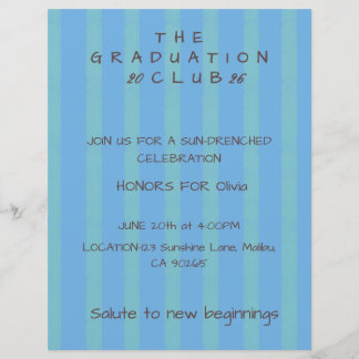 Bewerkbare Cabana Streep Afstudeeruitnodiging