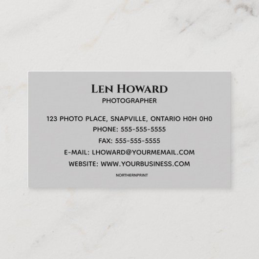 Bewerkbare camera fotograaf visitekaartje (Achterkant)