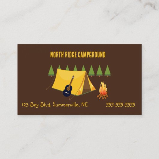 Bewerkbare camping visitekaartje (Voorkant)