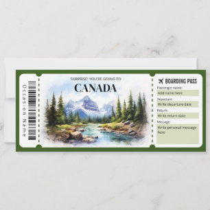 Bewerkbare Canada Boarding Pass Vliegticket Kaart