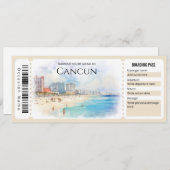 Bewerkbare Cancun Plane Boarding Pass Ticket Kaart (Voorkant / Achterkant)