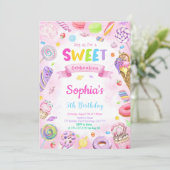 Bewerkbare Candy Verjaardagsuitnodiging Kaart (Staand voorkant)