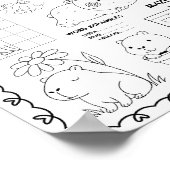 Bewerkbare capybara verjaardag kleurmat poster (Hoek)