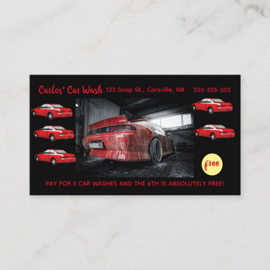 Bewerkbare Car Wash Loyalty Kaart (Voorkant)