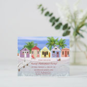 Bewerkbare Caribische strandpensioen uitnodiging  (Staand voorkant)