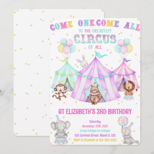 Bewerkbare carnaval uitnodigingen (Voorkant / Achterkant)