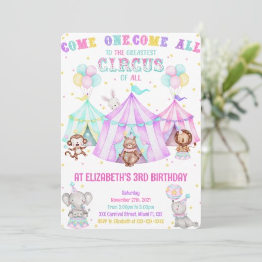 Bewerkbare carnaval uitnodigingen (Staand voorkant)