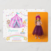 Bewerkbare carnaval verjaardag foto uitnodigingen (Voorkant / Achterkant)