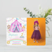 Bewerkbare carnaval verjaardag foto uitnodigingen (Staand voorkant)