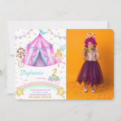 Bewerkbare carnaval verjaardag foto uitnodigingen (Voorkant)