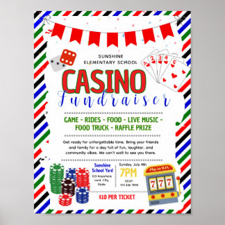 Bewerkbare casino fondsenwervingsflyer poster