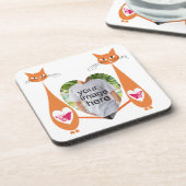 Bewerkbare Cat Love Heart – Aangepast tekstontwerp Bier Onderzetter (Linkerzijde)