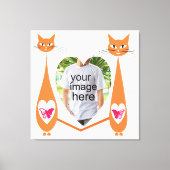 Bewerkbare Cat Love Heart – Aangepast tekstontwerp Canvas Afdruk (Voorkant)