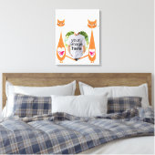Bewerkbare Cat Love Heart – Aangepast tekstontwerp Canvas Afdruk (Insitu (Slaapkamer))