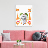 Bewerkbare Cat Love Heart – Aangepast tekstontwerp Canvas Afdruk (Insitu (Woonkamer))