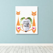 Bewerkbare Cat Love Heart – Aangepast tekstontwerp Canvas Afdruk (Insitu (Houten vloer))
