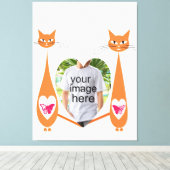 Bewerkbare Cat Love Heart – Aangepast tekstontwerp Canvas Afdruk (Insitu (Houten vloer))