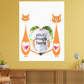 Bewerkbare Cat Love Heart – Aangepast tekstontwerp Canvas Afdruk (Insitu (Woonkamer))