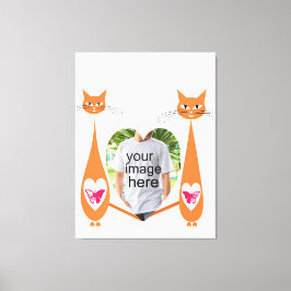 Bewerkbare Cat Love Heart – Aangepast tekstontwerp Canvas Afdruk