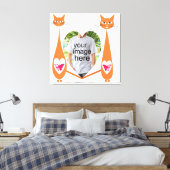 Bewerkbare Cat Love Heart – Aangepast tekstontwerp Canvas Afdruk (Insitu (Slaapkamer))