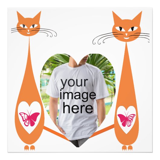 Bewerkbare Cat Love Heart – Aangepast tekstontwerp Foto Afdruk (Voorkant)