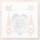 Bewerkbare Cat Love Heart – Aangepast tekstontwerp Glazen Onderzetter (Achterkant)